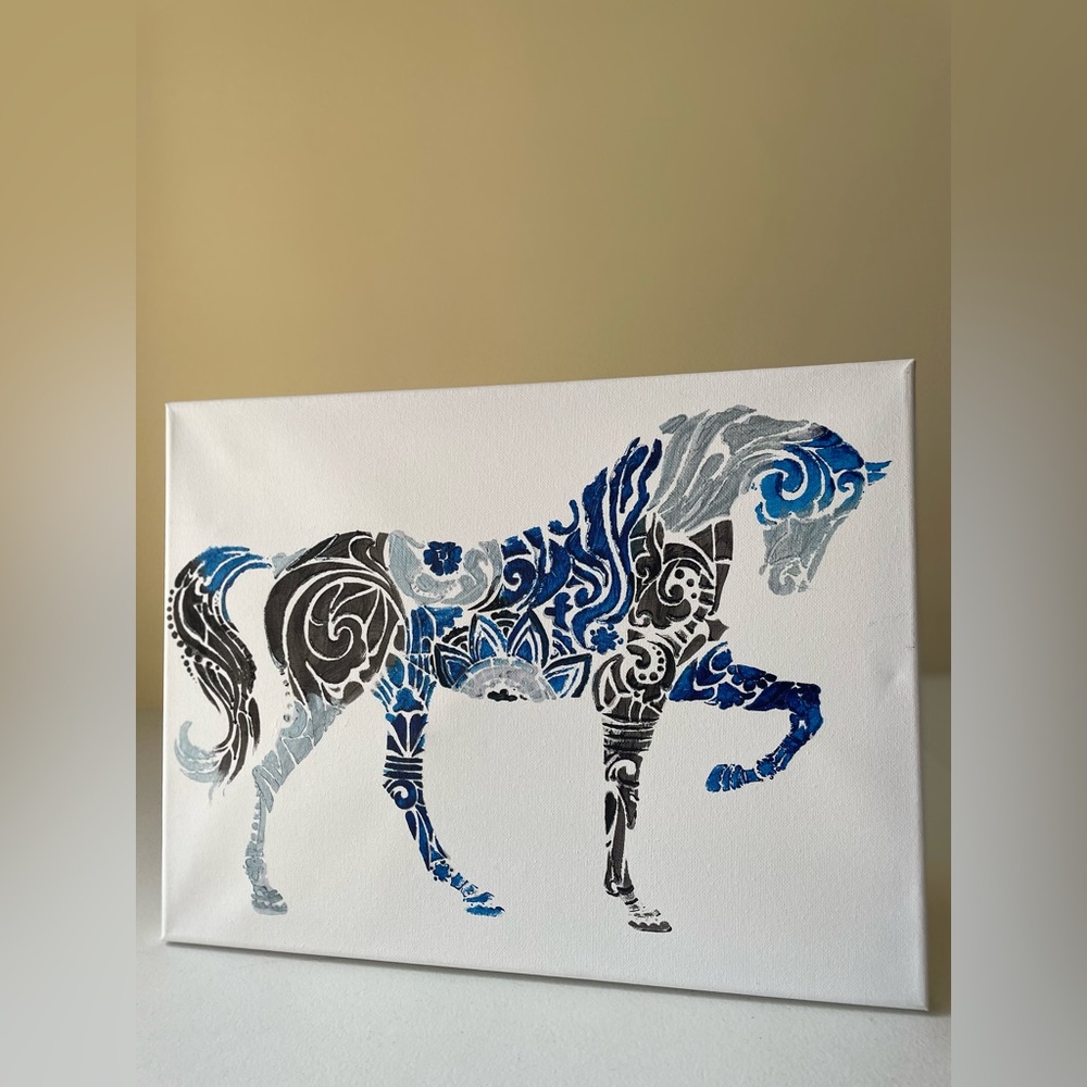 Horse “Peace & Blessings” Canvas Painting 12 in.x 12 in.